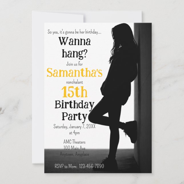 Carte d'invitation pour l'anniversaire d'une adole (Devant)