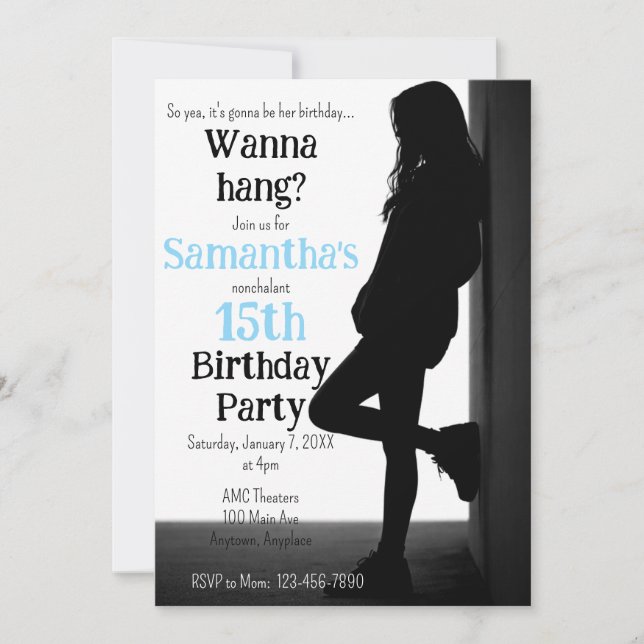 Carte d'invitation pour l'anniversaire d'une adole (Devant)