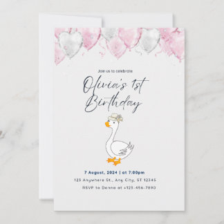 Carte d'invitation pour le 1er anniversaire avec n
