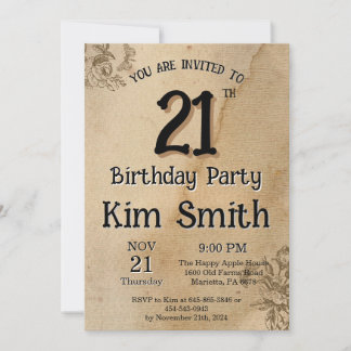 Carte d'invitation pour le 21e anniversaire
