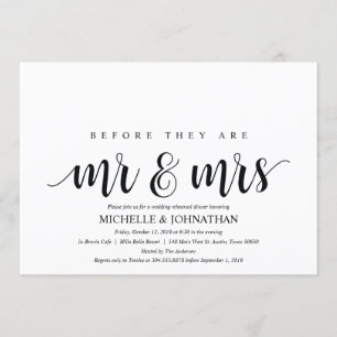 Carte d'invitation pour le dîner de répétition de