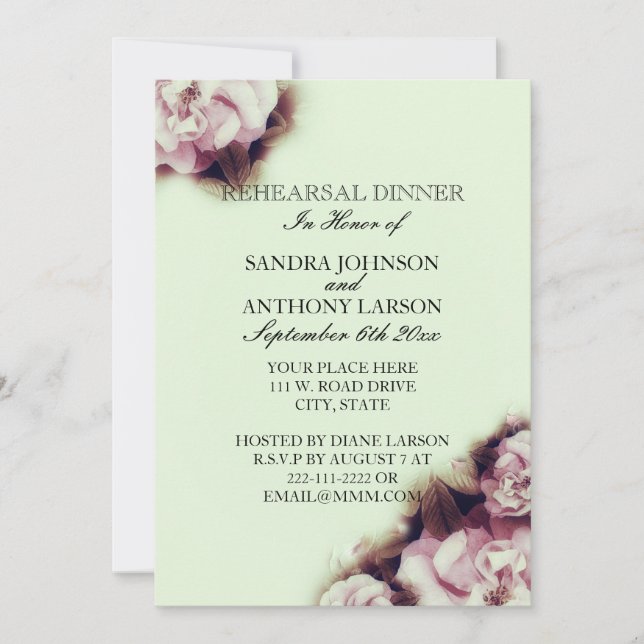 Carte d'invitation pour le dîner de répétition Ros (Devant)