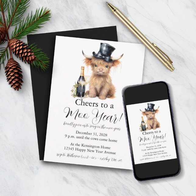 Carte d'invitation pour le Nouvel An de la vache H (Créateur téléchargé)