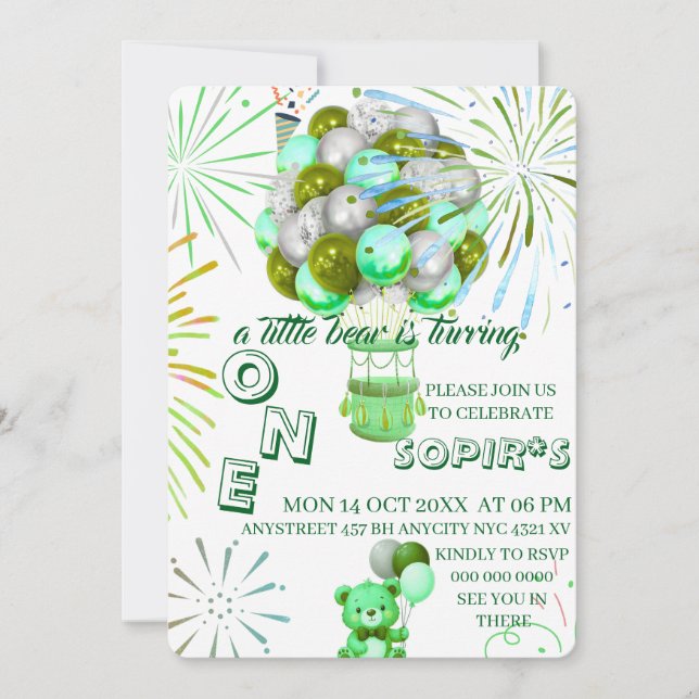Carte d'invitation pour le premier anniversaire de (Devant)