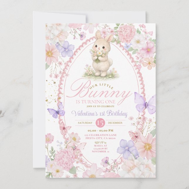 Carte d'invitation pour le premier anniversaire de (Devant)