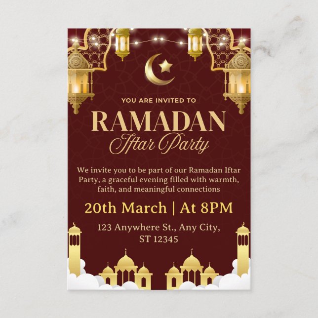 Carte d'invitation pour le Ramadan Iftar (Devant)