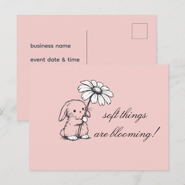 Carte d'invitation pour l'entreprise Fleurs Douces (Devant / Derrière)