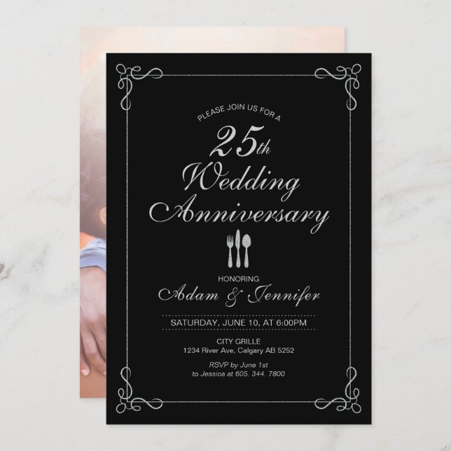 Carte d'invitation pour les 25 ans de mariage Arge (Devant / Derrière)