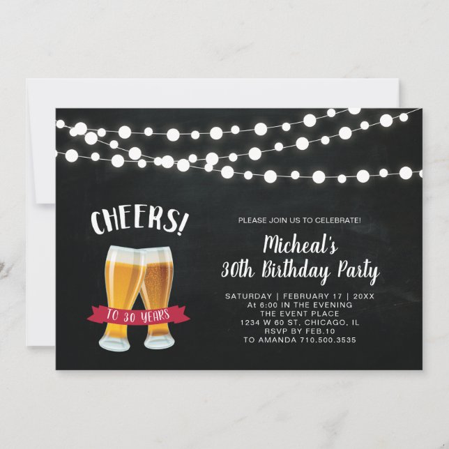 Carte d'invitation pour les 30 ans d'anniversaire  (Devant)