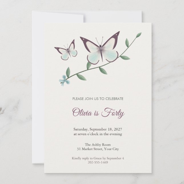 Carte d'invitation pour les 40 ans de Glorious Beg (Devant)
