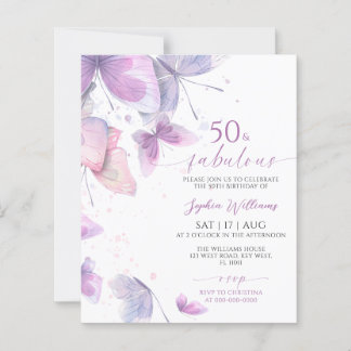 Carte d'invitation pour les 50 ans Budget Butterfl