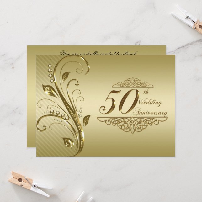 Carte d'invitation pour les 50 ans de mariage (Devant/Arrière en situation)