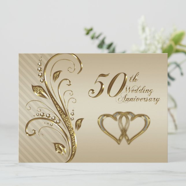 Carte d'invitation pour les 50 ans de mariage (Debout devant)