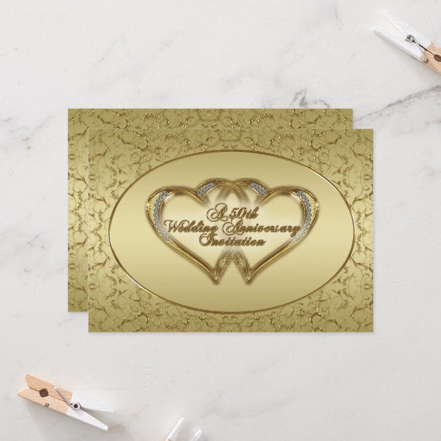 Carte d'invitation pour les 50 ans de mariage (Devant/Arrière en situation)