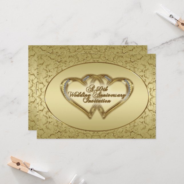 Carte d'invitation pour les 50 ans de mariage (Devant/Arrière en situation)