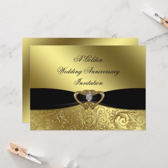 Carte d'invitation pour les 50 ans de mariage (Devant/Arrière en situation)