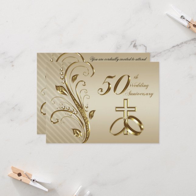 Carte d'invitation pour les 50 ans de mariage (Devant/Arrière en situation)
