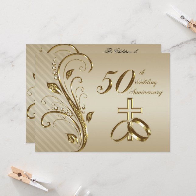 Carte d'invitation pour les 50 ans de mariage (Devant/Arrière en situation)
