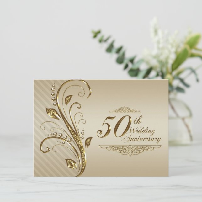 Carte d'invitation pour les 50 ans de mariage (Debout devant)