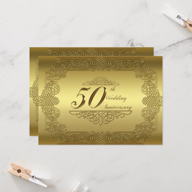 Carte d'invitation pour les 50 ans de mariage (Devant/Arrière en situation)