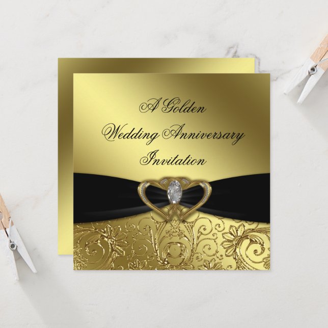 Carte d'invitation pour les 50 ans de mariage (Devant/Arrière en situation)