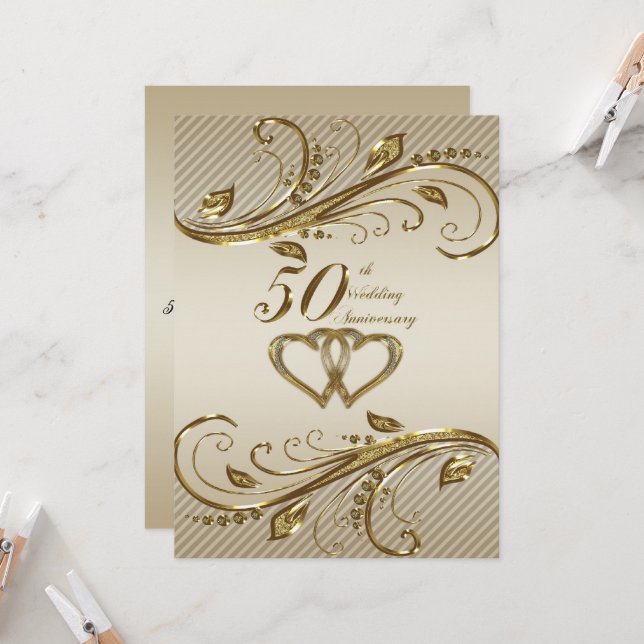Carte d'invitation pour les 50 ans de mariage (Devant/Arrière en situation)