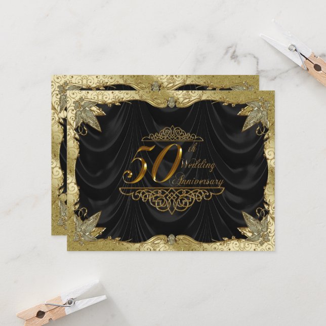 Carte d'invitation pour les 50 ans de mariage (Devant/Arrière en situation)