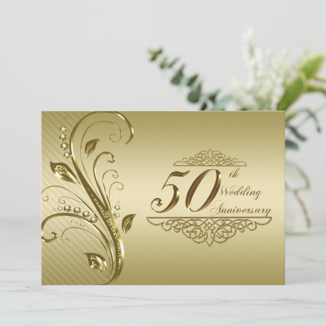 Carte d'invitation pour les 50 ans de mariage d'or (Debout devant)