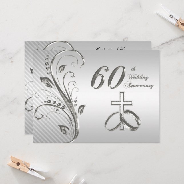 Carte d'invitation pour les 60 ans de mariage (Devant/Arrière en situation)