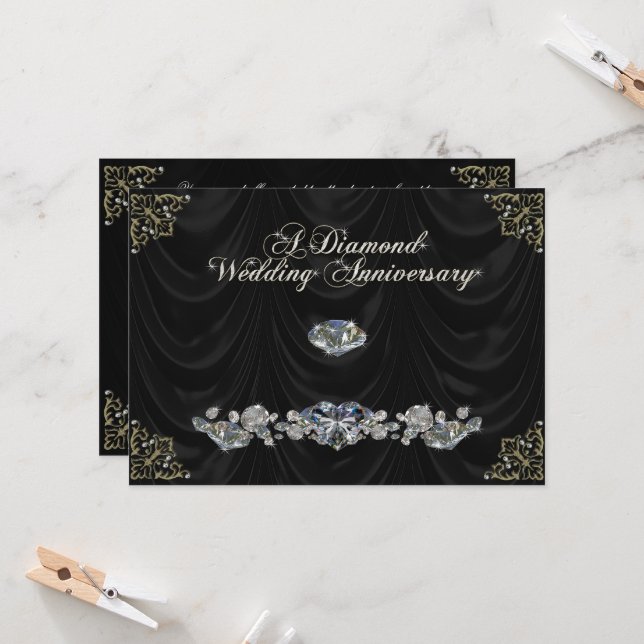 Carte d'invitation pour les 60 ans de mariage (Devant/Arrière en situation)
