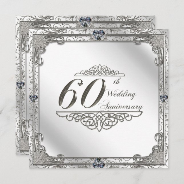 Carte d'invitation pour les 60 ans de mariage (Devant / Derrière)