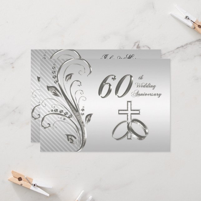 Carte d'invitation pour les 60 ans de mariage (Devant/Arrière en situation)