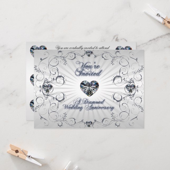 Carte d'invitation pour les 60 ans de mariage (Devant/Arrière en situation)