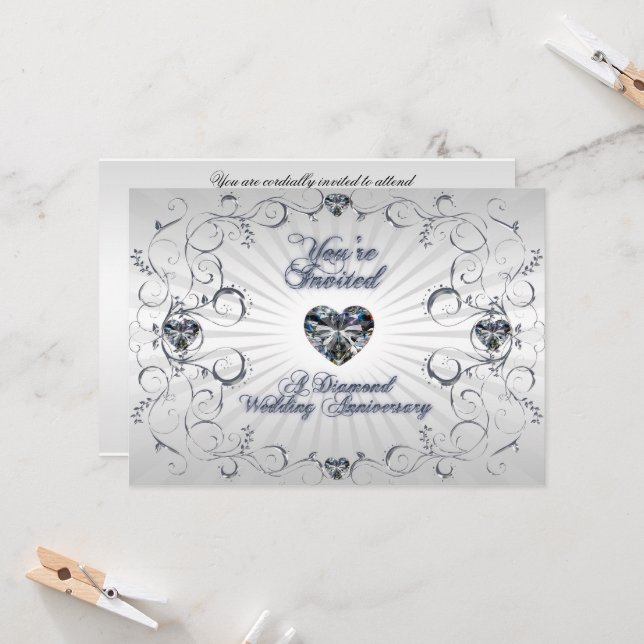 Carte d'invitation pour les 60 ans de mariage (Devant/Arrière en situation)