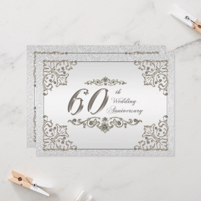 Carte d'invitation pour les 60 ans de mariage (Devant/Arrière en situation)