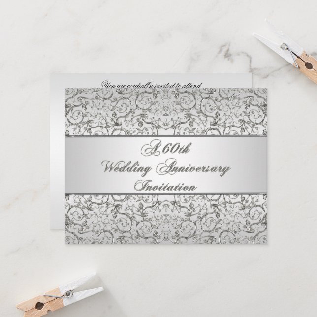 Carte d'invitation pour les 60 ans de mariage (Devant/Arrière en situation)