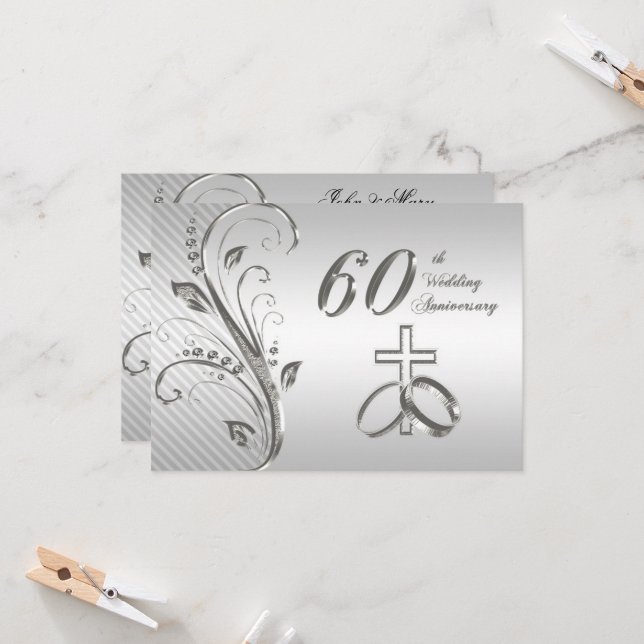 Carte d'invitation pour les 60 ans de mariage (Devant/Arrière en situation)