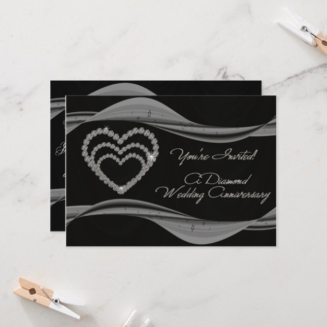 Carte d'invitation pour les 60 ans de mariage (Devant/Arrière en situation)