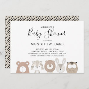 Carte d'invitation pour les animaux mignons Baby s