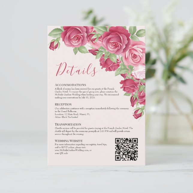 Carte d'invitation pour les détails du mariage Cri (Debout devant)