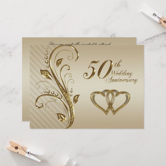 Carte d'invitation pour les noces d'or (Devant/Arrière en situation)