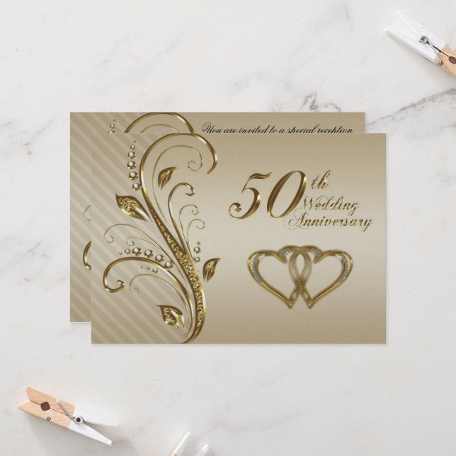 Carte d'invitation pour les noces d'or (Devant/Arrière en situation)