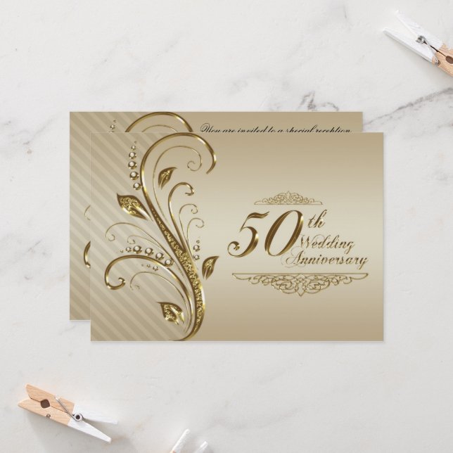 Carte d'invitation pour les noces d'or (Devant/Arrière en situation)