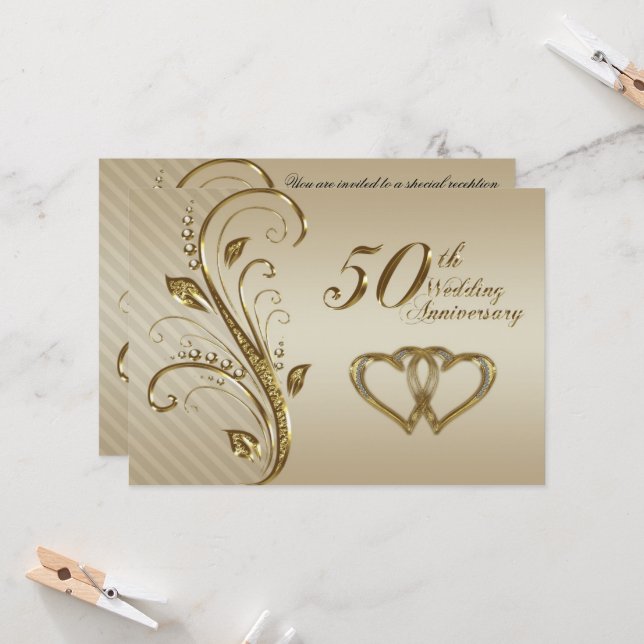 Carte d'invitation pour les noces d'or (Devant/Arrière en situation)