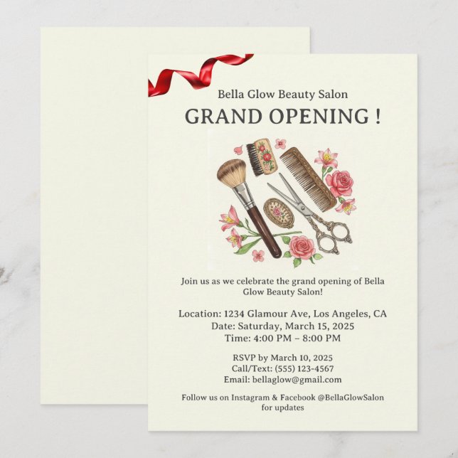Carte d'invitation pour l'ouverture d'un salon de  (Devant / Derrière)