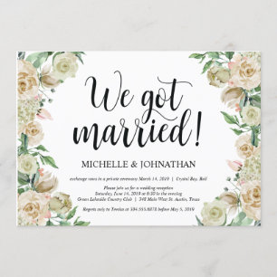 Carte d'invitation pour mariage en fuite et récept
