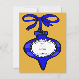Carte d'invitation pour ornement bleu Noël