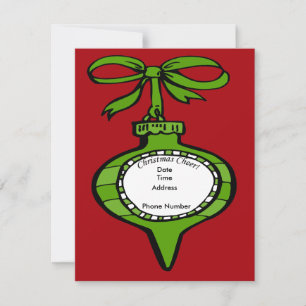 Carte d'invitation pour ornement vert de Noël