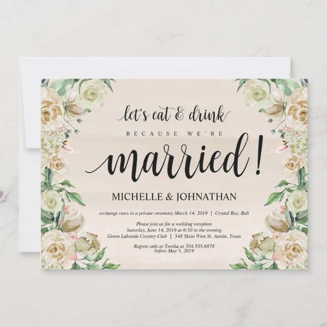 Carte d'invitation pour réception de mariage en fu (Devant)