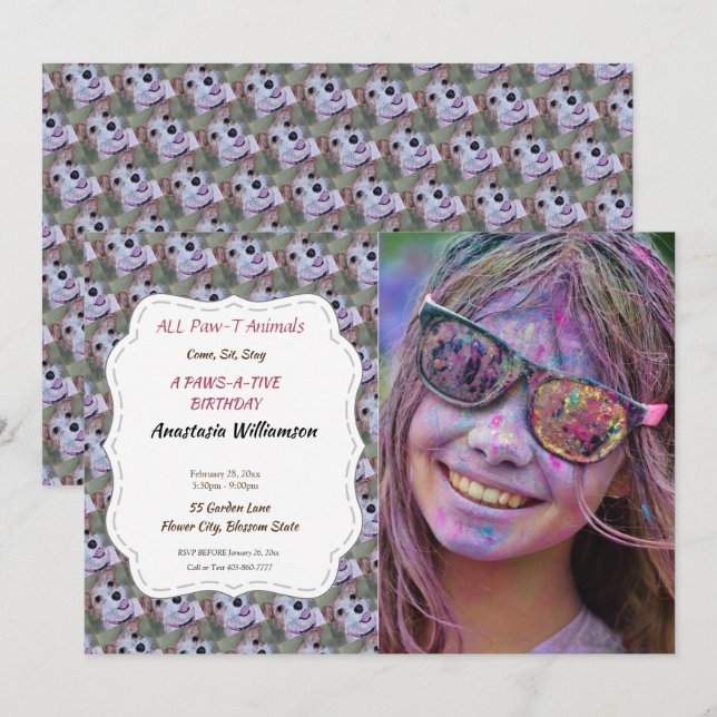 CARTE D'INVITATION POUR SON 1ER ANNIVERSAIRE (Devant / Derrière)